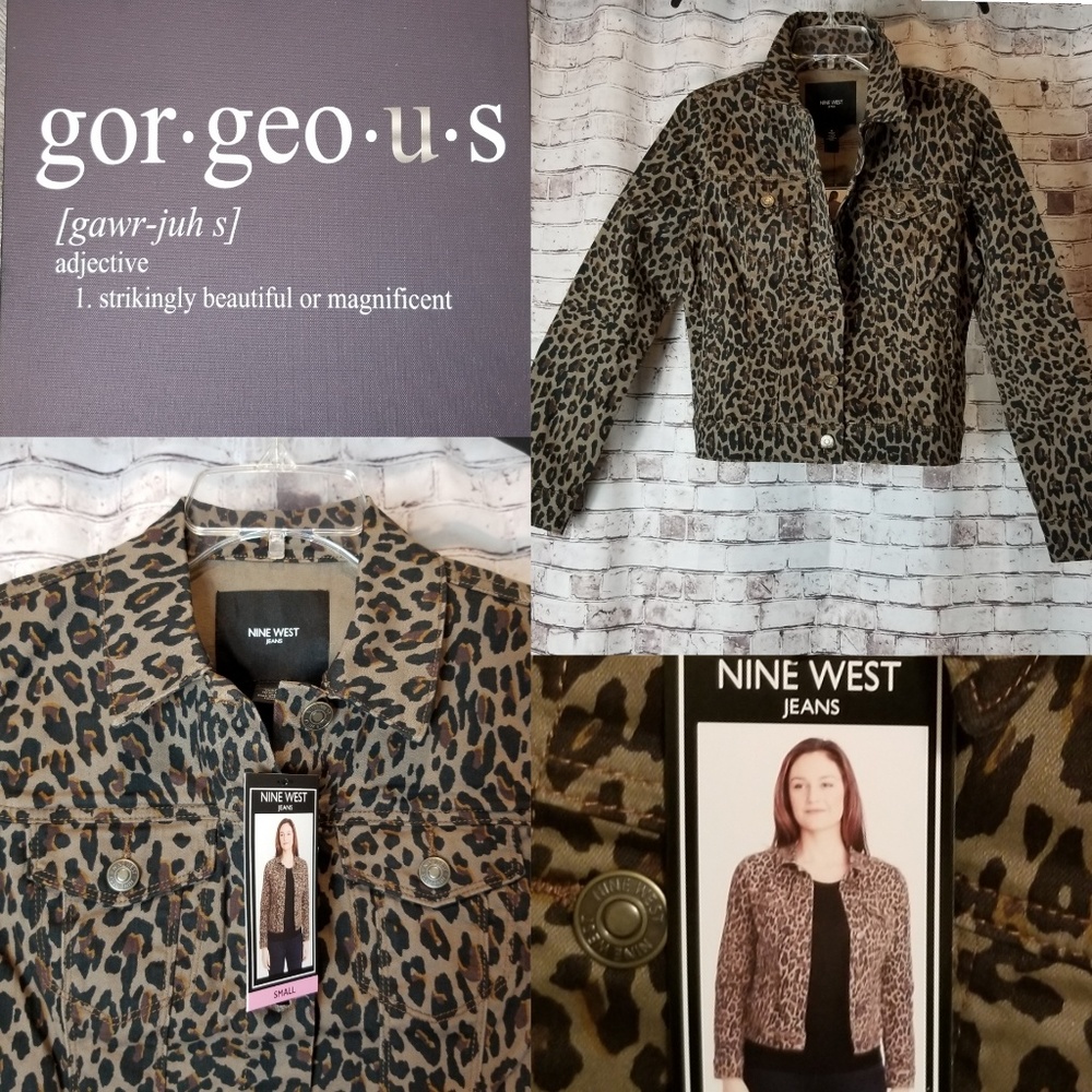 🔥SALE🔥NINE WEST BNWT Cheetah Jean Jacket - Picture 2 of 10